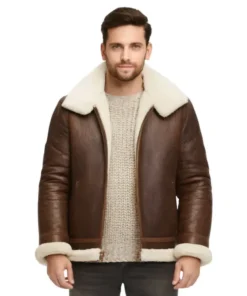 Alex Brown Sheepskin Shearling Aviator Leather Jacket