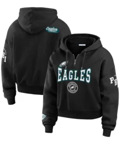 Erin Andrews Philadelphia Eagles Black Quarter-Zip Hoodie