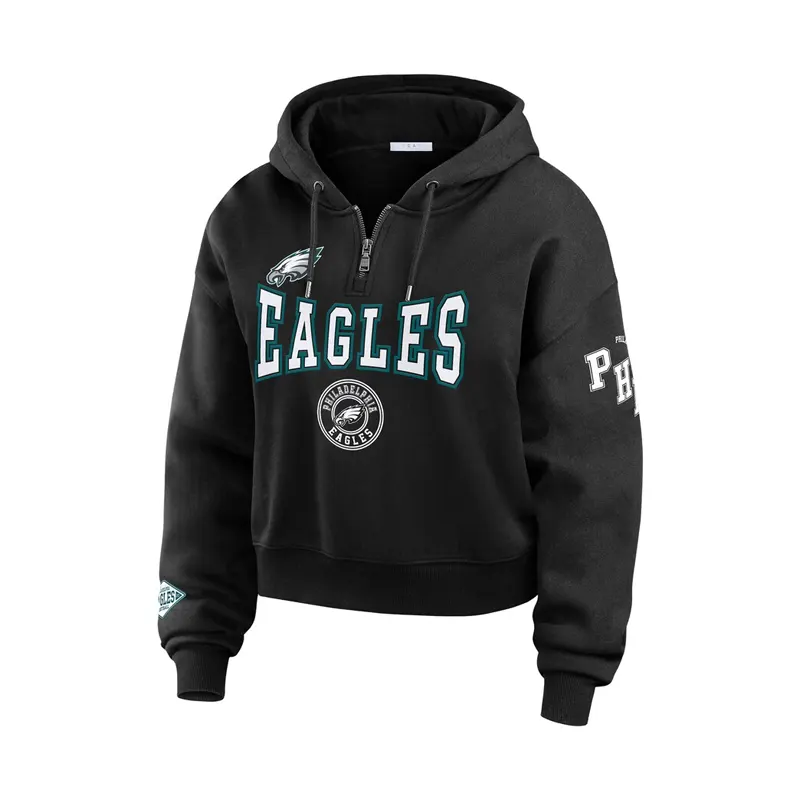 Erin Andrews Philadelphia Eagles Black Quarter-Zip Hoodie For Man 2025