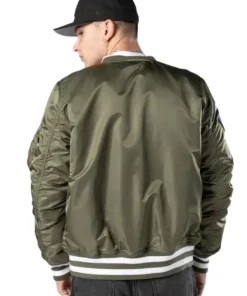 LA Dodgers MLB X Alpha Green Bomber Jacket For Man