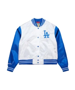 Los Angeles Dodgers Cropped Satin Full-Snap Jacket