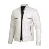 Men’s Off White Café Racer Leather Jacket