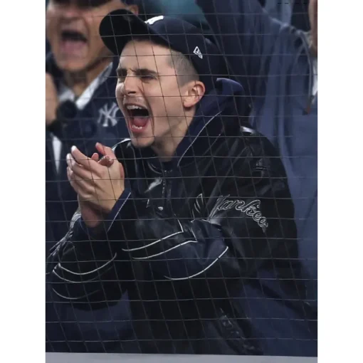 Timothée Chalamet Yankees Leather Varsity Jacket