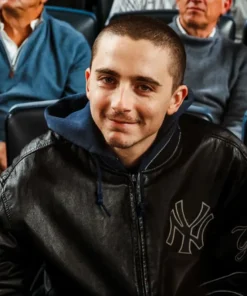 Timothée Chalamet Yankees Leather Varsity Jacket For Man