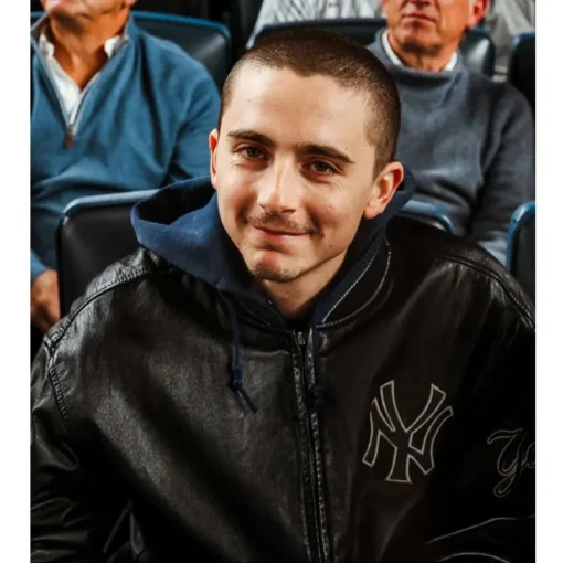 Timothée Chalamet Yankees Leather Varsity Jacket For Man