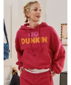 UO x Dunkin Graphic Bubble Hoodie For Woman In Pink Color