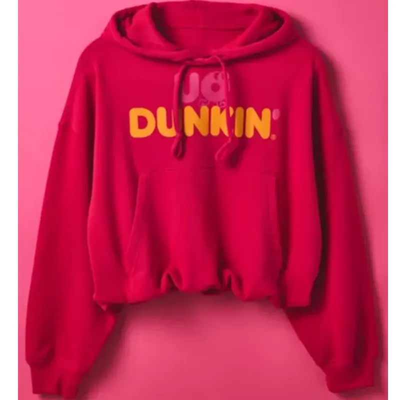 UO x Dunkin Graphic Bubble Hoodie In Pink