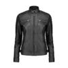 Women Slim Fit Quilted Black Leather Jacket