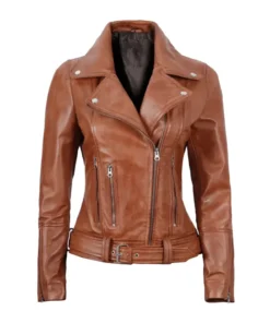 Womens Brown Leather Motorcycle Jacket