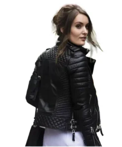 Womens Fashion Designer Leather Biker Jacket Black
