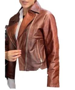 Women’s Motorcycle Rider Brown Leather Jacket
