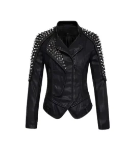 Women’s Punk Stylish Studded Leather Jacket
